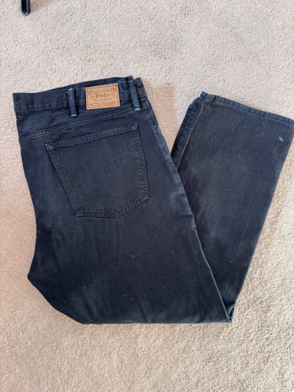 Polo Ralph Lauren Straight Leg Authentic Dungarees Jeans Mens 42x30 Black Denim